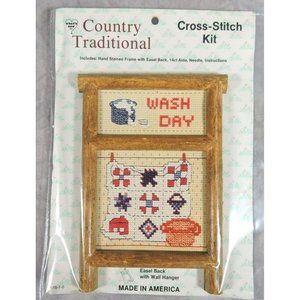 Country Traditional Cross-Stitch Kit "Wash Day" Vintage New Unused